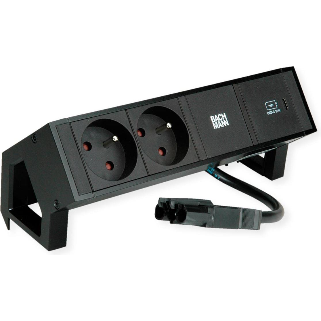 Bachmann, Steckdosenleiste, DESK2 2x UTE 1x USB C 30W noir (2 x, CEE 7/5, CEE 7/3, 0.20 m)
