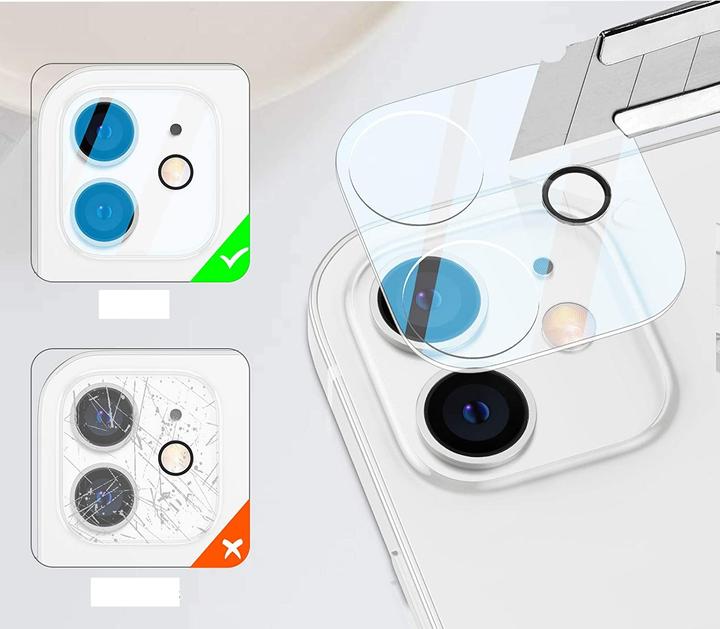 Produktbild Apfelkiste iPhone 12 Kamera Protector Panzer Glas (2er Set), Transparent (2 Stück, Apple iPhone 12)