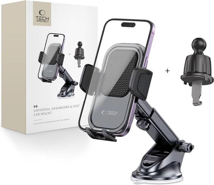 Tech-Protect V6 car phone holder for cockpit / air vent - black