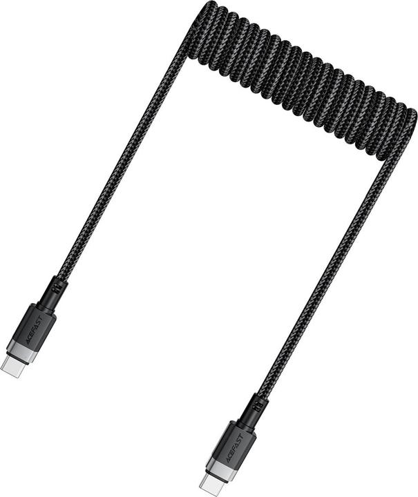 Produktbild Acefast C14-03 USB-C - USB-C Spring Cable 480Mb/s 3A 1.2m - Black (1.20 m, USB 2.0, 60 W)