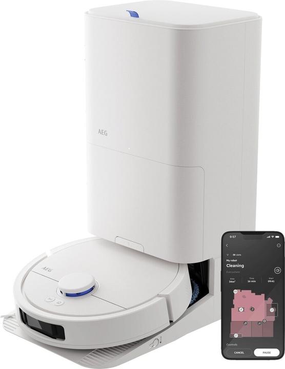 Actual product image AEG AR81UW3SW Saugroboter mit Wischfunktion, LiDAR und KI-Navigation, Präzise Hinderniserkennung, bi (Wiping pads (rotating))