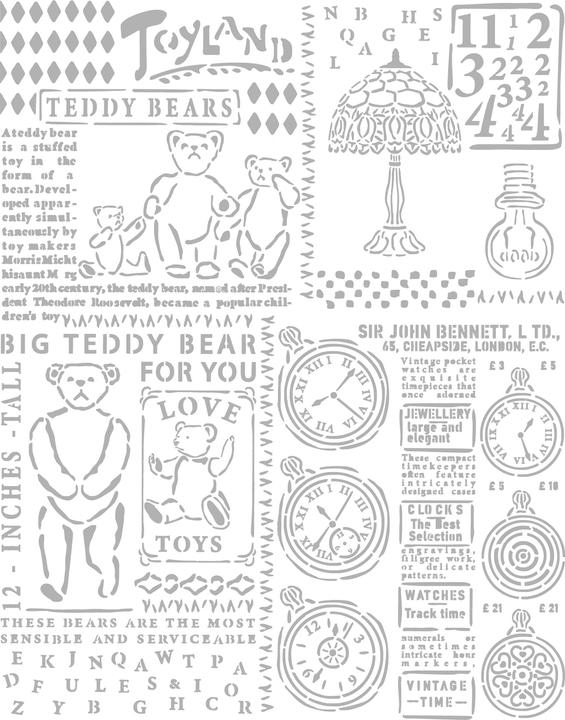 Produktbild Stamperia Schablone "Brocante Antiques -Teddy Bear", 20 x 25 cm