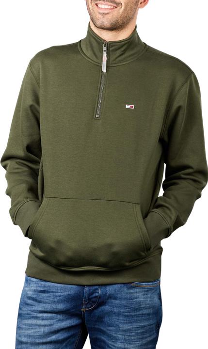 Immagine prodotto Tommy Hilfiger Tommy Jeans solido con zip Pullover girocollo oliva scuro (XXL)