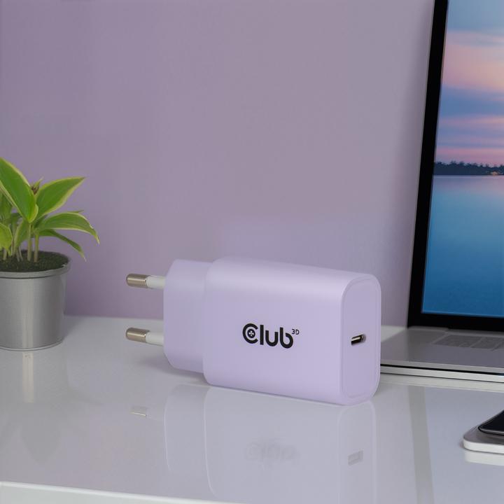 Actual product image Club 3D Club3D Lifestyle Ladegerät USB-C 30Watt, 2Stk lila retail (30 W, 1 portion)