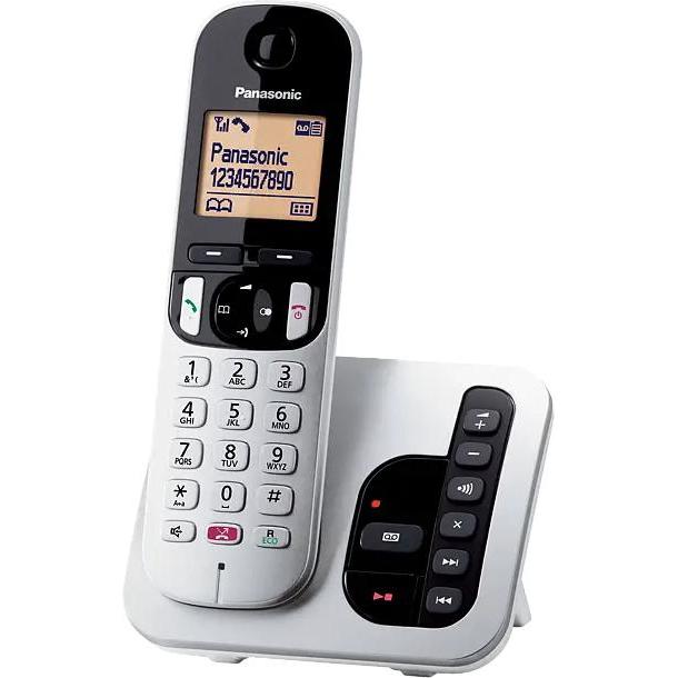 Panasonic KX-TGC260JTS Telefono Cordless Digitale con Segreteria Telefonica, Vivavoce, Display Lumin