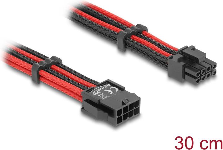 Actual product image Delock 80975 - Extension cable 8 pin male to 6 2 pin female PCIe textile sheathed cable (30 cm)