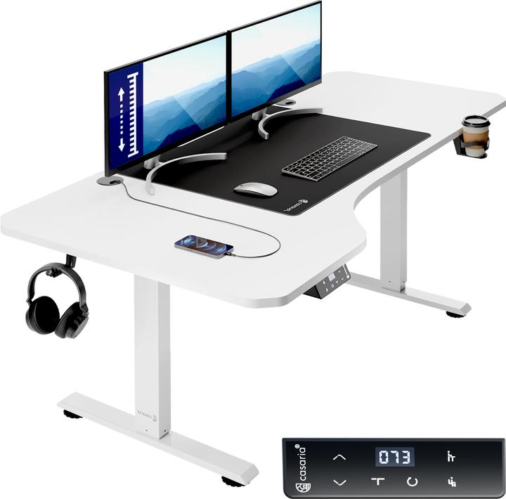 Casaria Height-adjustable desk + mousepad (160 x 75 x 118 cm)