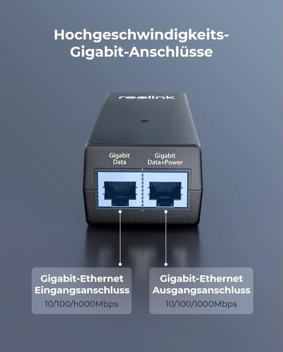 Actual product image Reolink PoE-Injektor – Schwarz (802.3af (PoE), 30 W)