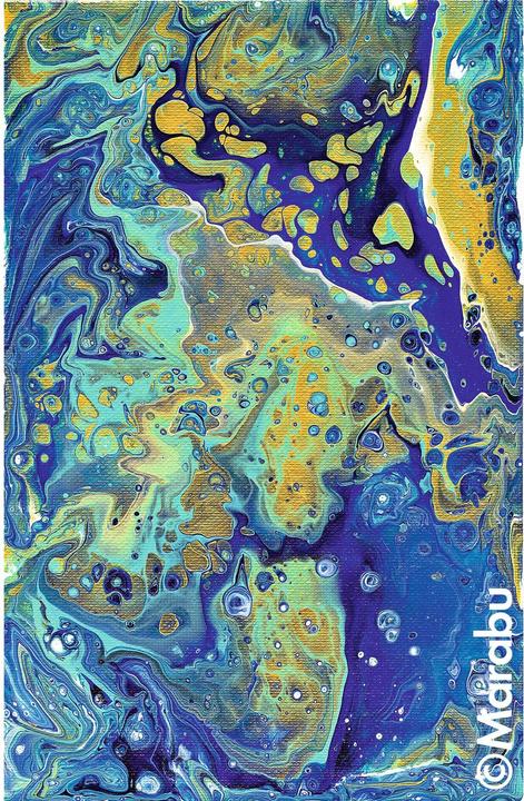 Immagine prodotto Marabu Vernice acrilica Super Cell Pouring Mix Ocean 4 x (Oro, Aquagreen, Blu scuro, Bianco di titanio, 240 ml)