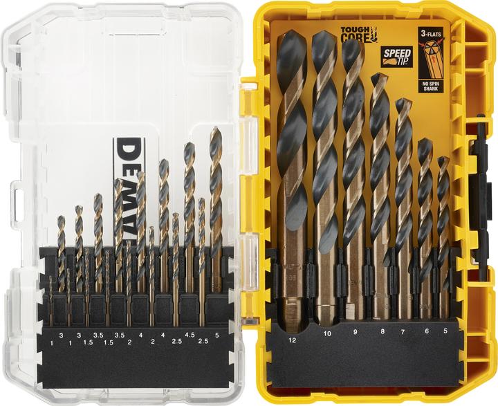 Productafbeelding DeWalt HSS-draaiboorset 1mm 12mm, 23 stuks, voor diverse materialen (1 mm, 1,5 mm, 10 mm, 114 mm, 12 mm, 2 mm, 2,5 mm, 3 mm, 3,5 mm, 4 mm, 4,5 mm, 5 mm, 6 mm, 7 mm, 8 mm, 9 mm)