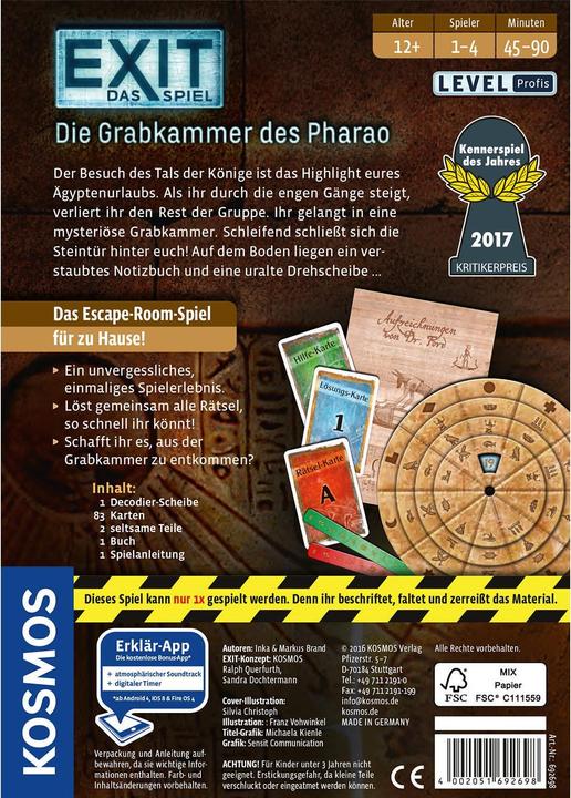 Produktbild Kosmos Exit - Die Grabkammer des Pharao (Deutsch)