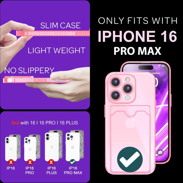 Immagine prodotto Nalia Portacarte trasparente in silicone trasparente al neon (Apple iPhone 16 Pro Max)