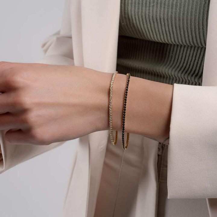 Immagine prodotto Bijouteria Bracciale (20 cm, Argento 925, Zirconia, Rivestimento in PVD (colore oro))