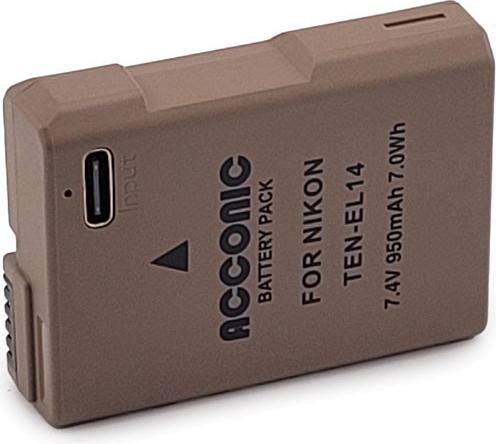 Immagine prodotto Acconic Batteria con ingresso USB-C per Nikon EN-EL14 decodificata CoolPix P7000 P7100 P7700 P7800 D5300 (Batteria della fotocamera)
