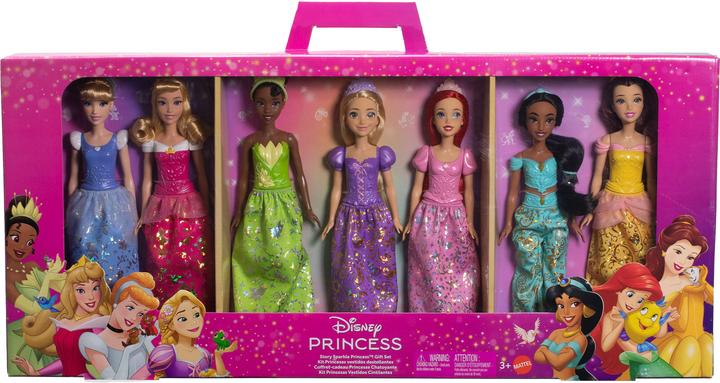 Actual product image Mattel Disney Princess Fashion Doll 7-Pack with Accessories, Story Sparkle Princess, Inspired by Movies