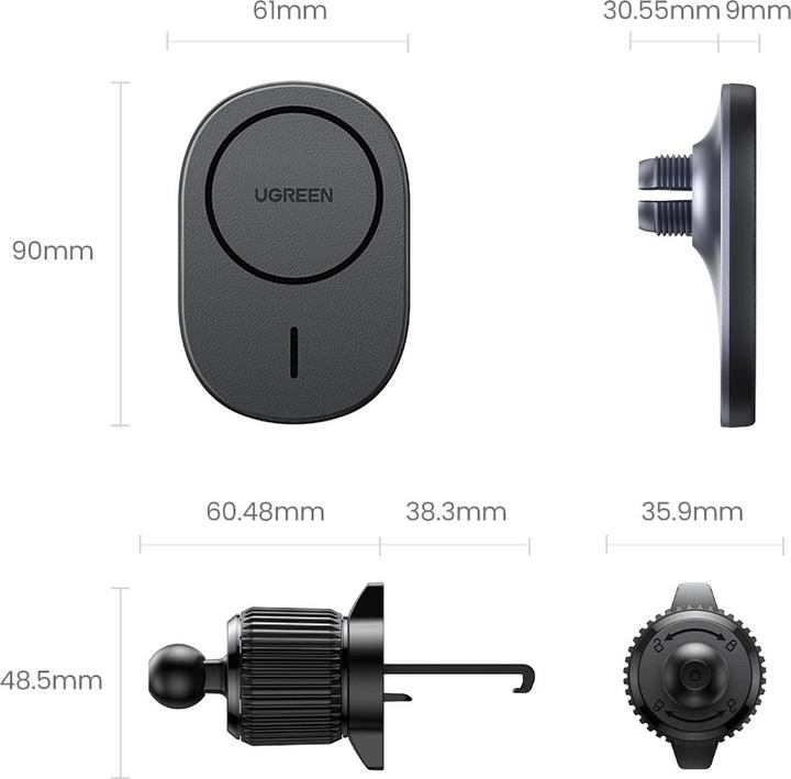 Actual product image Ugreen Bezprzewodowa ładowarka samochodowa W522 (czarna)