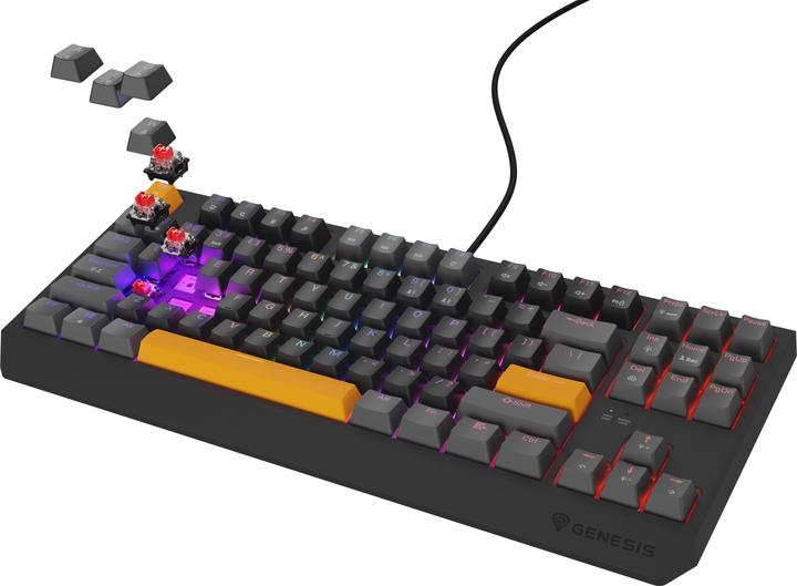 Actual product image Genesis Thor 230 TKL Anchor Gray Positive RGB Outemu Red (US, Cable, Wireless)