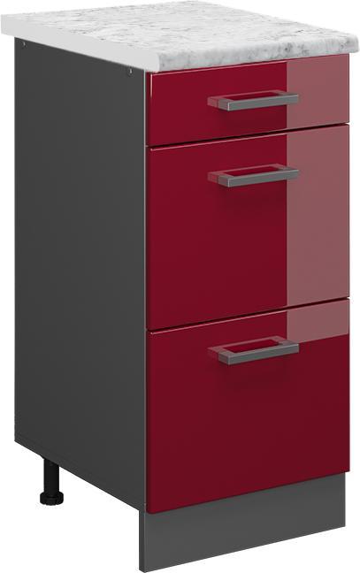 Bordeaux Hochglanz, Marble-Weiss, Rot Hochglanz