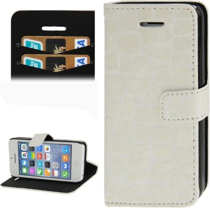 Produktbild König Design Handyhülle Croco (Flip Quer) für Handy Apple iPhone 5C weiss (Apple iPhone 5c)