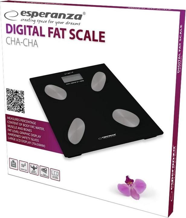 Actual product image Esperanza EBS022K Personal Scale Electronic Personal Scale Square Black (180 kg)