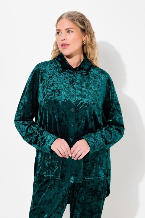 Actual product image Ulla Popken Velvet Long Sleeve Button-Down Blouse (46, 48)