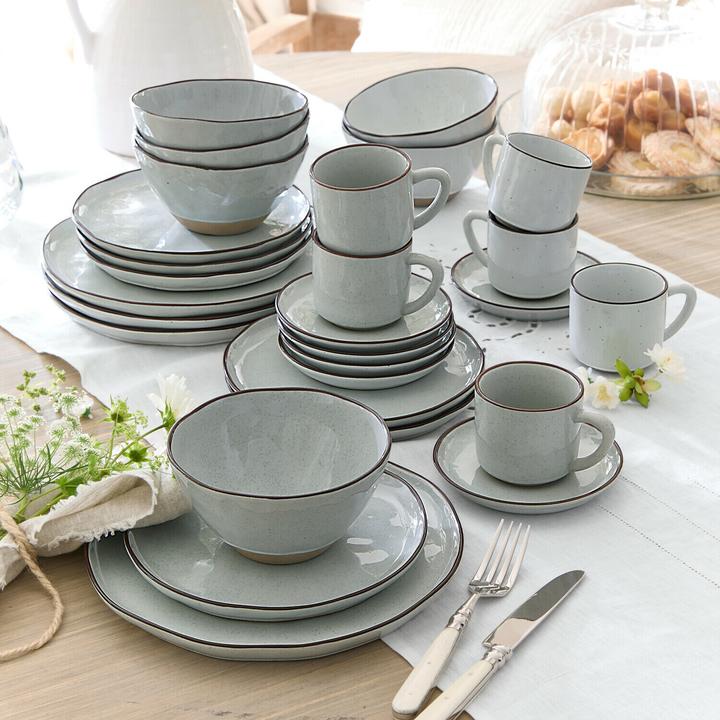 Actual product image Loberon Tableware Set of 30 Biarré grey (30 pcs.)
