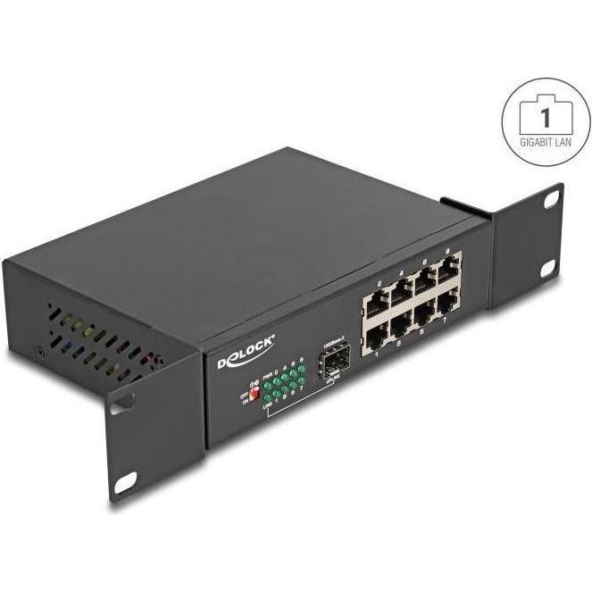 Delock 10" Gigabit Ethernet Switch (9 Ports), Netzwerk Switch, Schwarz