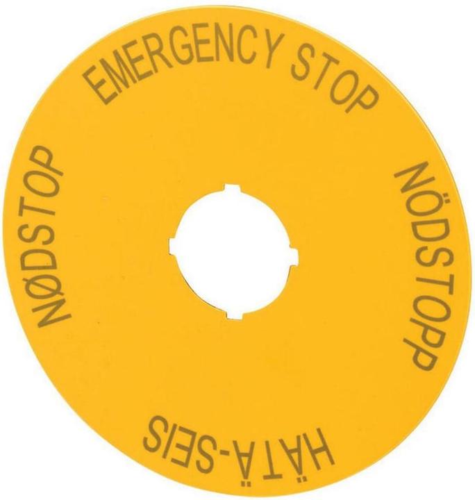 Produktbild Eaton Schild, NOT-AUS, gelb, D = 90 mm, 4- 216468