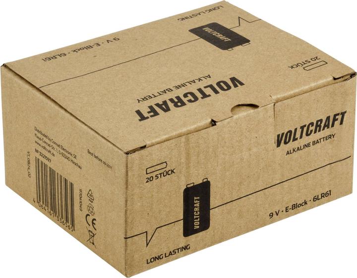 Produktbild Voltcraft VC-16107985 9 V Block-Batterie Alkali-Mangan 550 mAh 9 V 20 St. (20 Stk., 9V Block, 550 mAh)