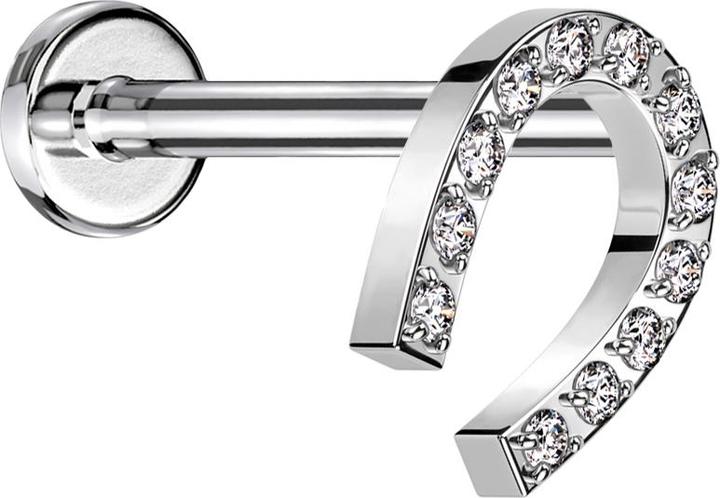 Immagine prodotto Star Piercing Micro Threadless Labret silber Hufeisen silber Kristalle silber (senza ottone, Acciaio chirurgico 316L)