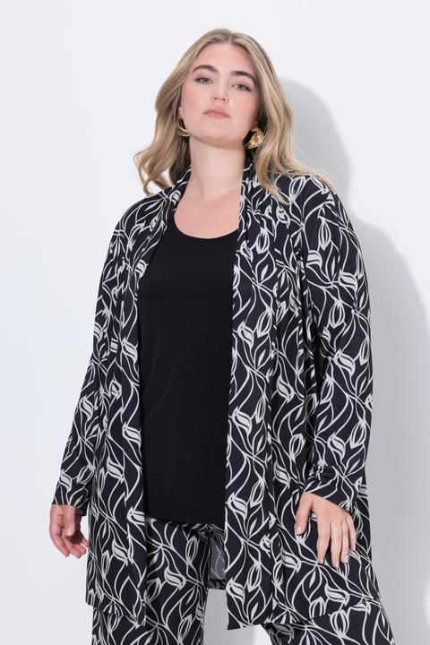 Image du produit Ulla Popken Veste en jersey à col châle, coupe évasée, sans fermeture (62)