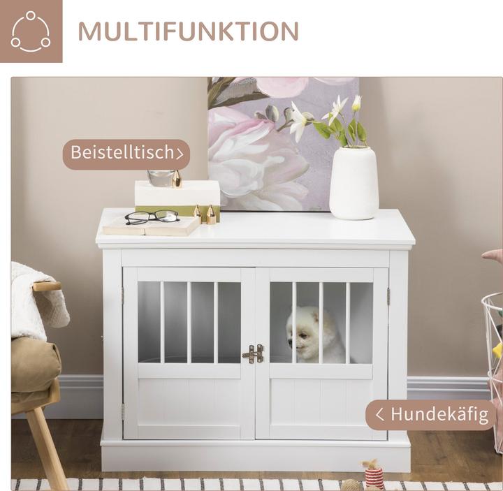 Produktbild PawHut Hundekäfig Spanplatte, MDF Weiss (Hundezwinger)