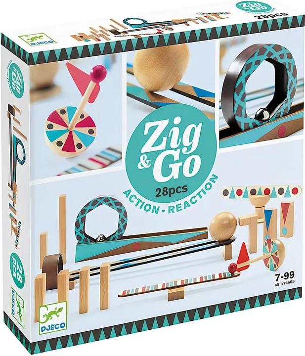 Actual product image Djeco Chain reaction game Zig & Go 28 pieces