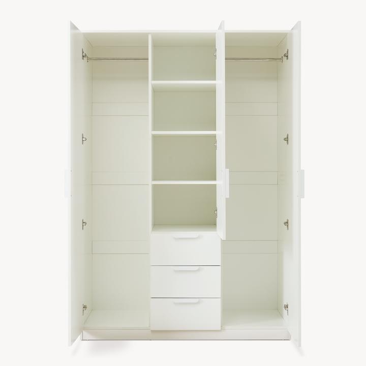 Produktbild En.Casa Kleiderschrank Eiselfing 176x120x52 cm 3 Schubladen Weiss