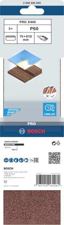 Produktbild Bosch Professional Zubehör PRO X440 Schleifband, 75 x 610 mm, G60 (60)