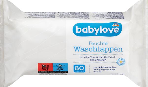 Produktbild dm babylove Feuchte Waschlappen (80 Stück)