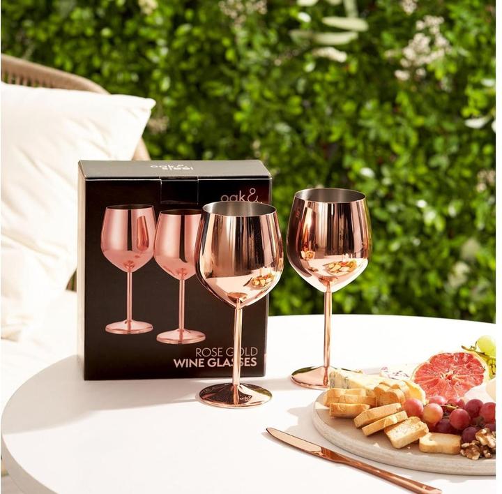 Actual product image Oak & Steel Stainless steel wine glasses rose gold set of 2 (50 cl, 2 Glasses, Wine glasses set)