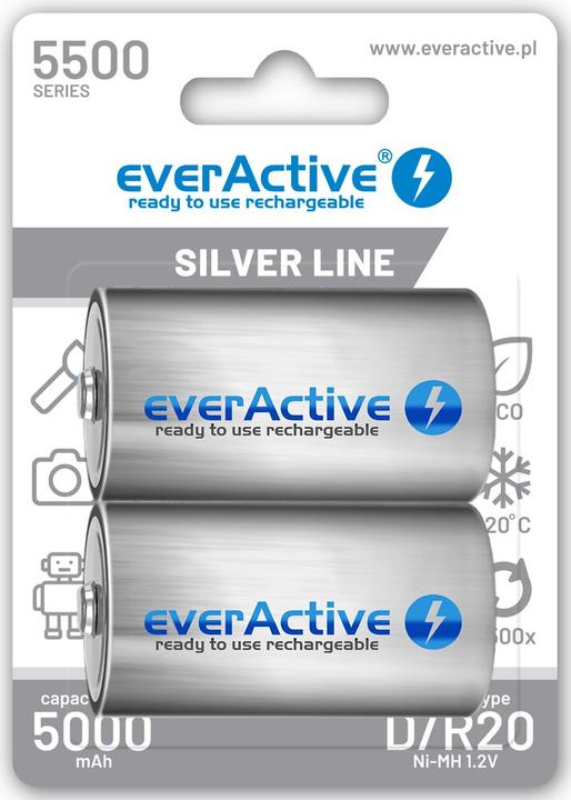 Actual product image Everactive Rechargeable batteries R20/D Ni-MH 5500 mAh ready to use - Battery - Mono (D) (2 pcs., D, 5500 mAh)