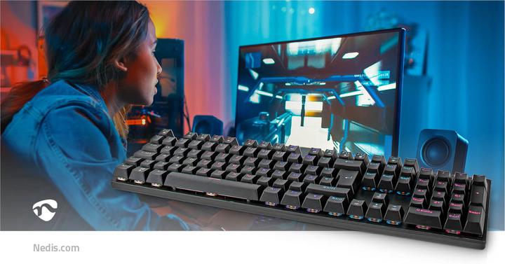 Produktbild Nedis Wired Gaming Keyboard USB Type-A Mechanische Tasten LED Deutsch DE-Layout Stromversorgung über (DE, Kabelgebunden)
