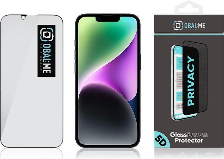 Productafbeelding Obal:Me Privacy 5D Glas Screen Protector voor Apple iPhone 13/13 Pro/14 Zwart (1 Pcs., Apple iPhone 13, Apple iPhone 13 Pro, Apple iPhone 14)
