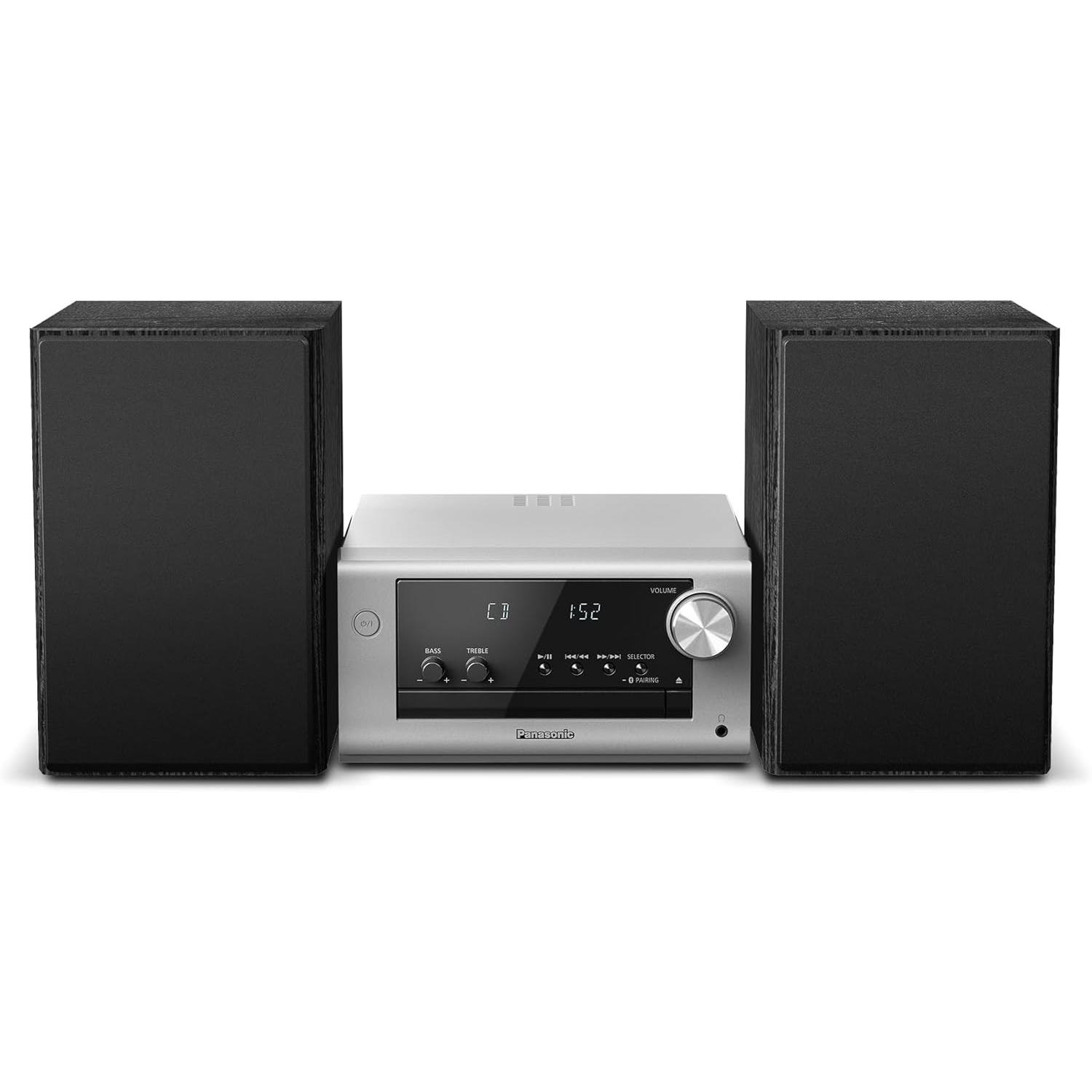 Panasonic SC-PM702 (Bluetooth, CD Player, 2x 40 W), Stereoanlage, Silber, Schwarz