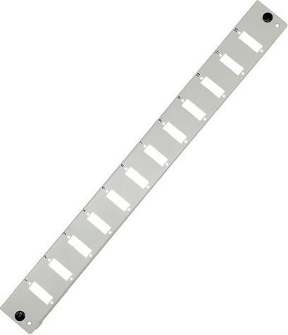 Actual product image Tecline Front panel for 19 splice box 1 U, 12x SC Duplex / LC Quad, light grey RAL 7035