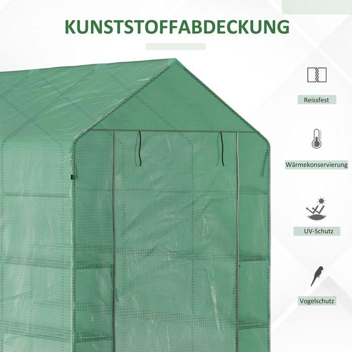 Immagine prodotto Swisshandel24 Serra a 8 ripiani con porta Verde 214 x 143 x 195 cm