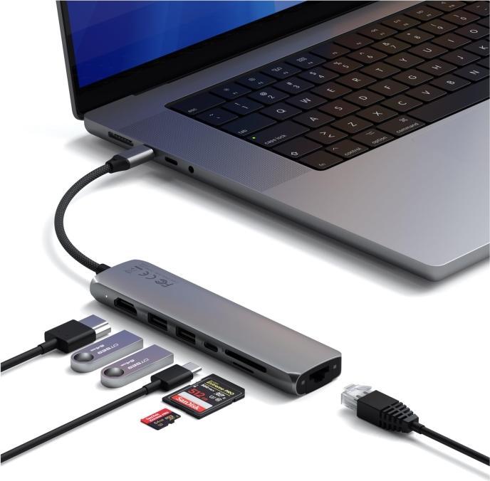 Actual product image Satechi Slim 7 Multiport Hub Space Grey (USB-C, 7 ports)