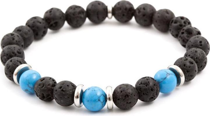 Image du produit Beneto Bracelet de perles en howlite et pierre de lave MINK56 - Longueur : 17 cm (L) (17 cm)