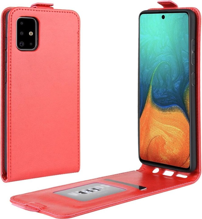 Actual product image Cover-Discount Galaxy A71 - Classic Leather Flip Case Vertical Red (Samsung Galaxy A71)