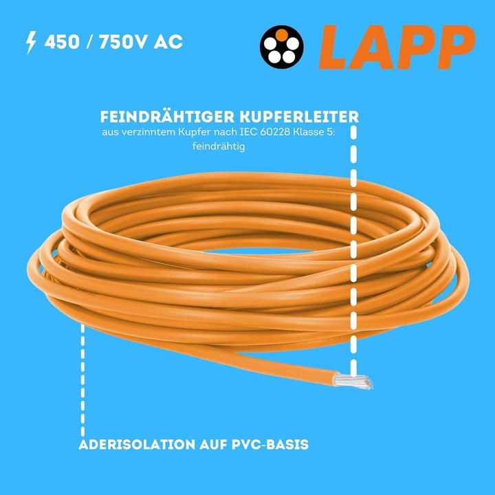 Actual product image Lapp 4160209 Stranded wire Multi-Standard SC 2.1 1 x 0.75 mm² Orange 100 m (100 m)