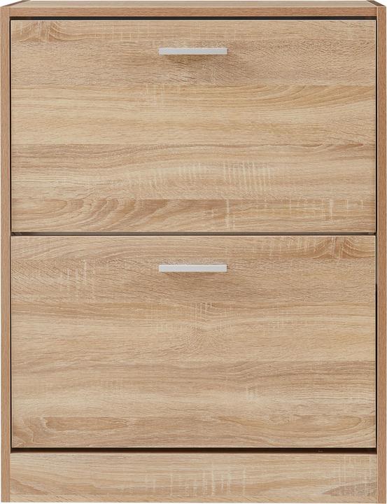 Actual product image En.Casa Schuhschrank Sykkylven 81x63x24 cm mit 2 Klappen Sonoma-Eiche (63 x 24 x 81 cm)