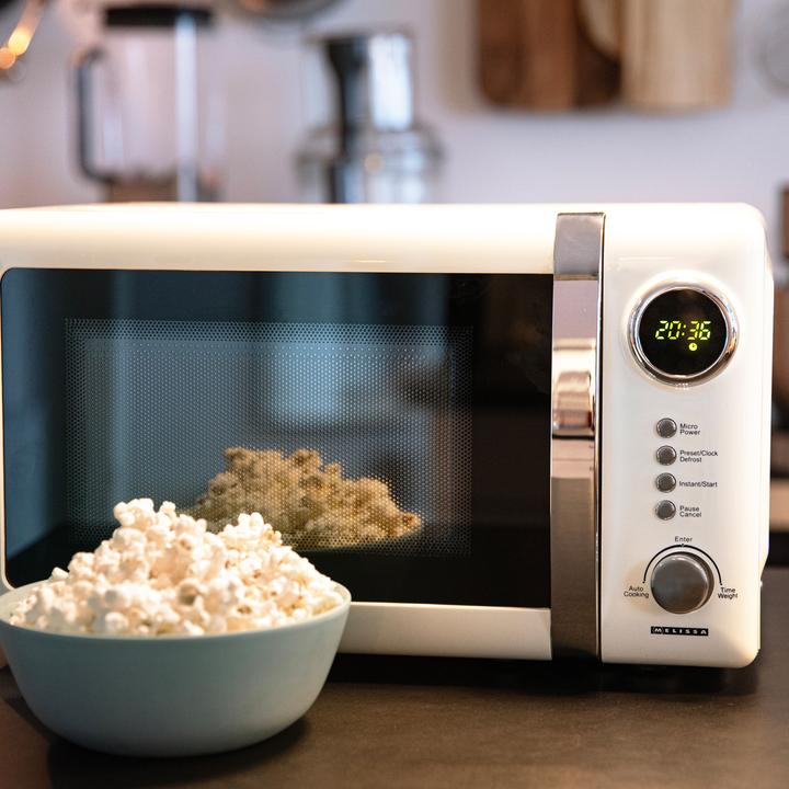 Image du produit Melissa Four à micro-ondes rétro crème avec 5 programmes et plateau tournant - 700Watts 20 litres... (20 l)