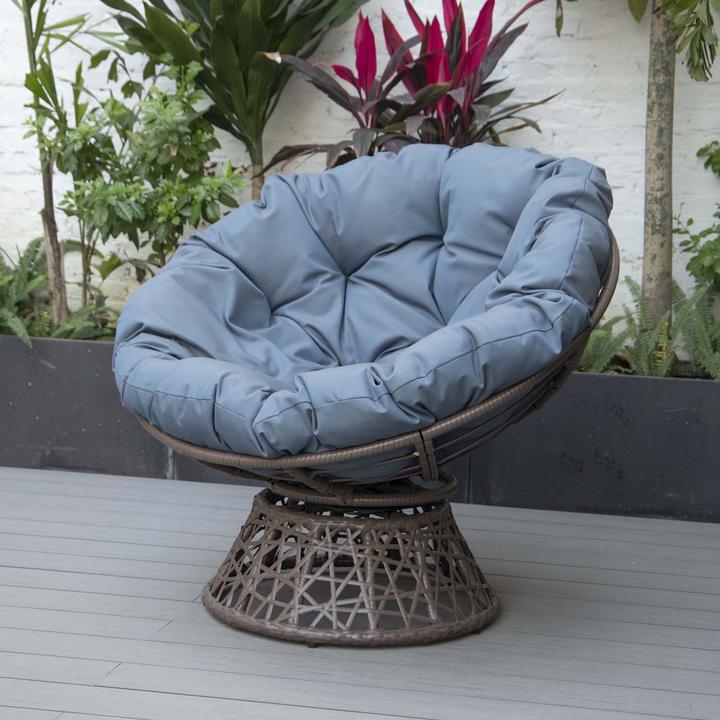 Actual product image PureHaven Lounge chair 92x80x80.5 cm made of rattan round cushion rotatable 360 degrees easy to clean elegant